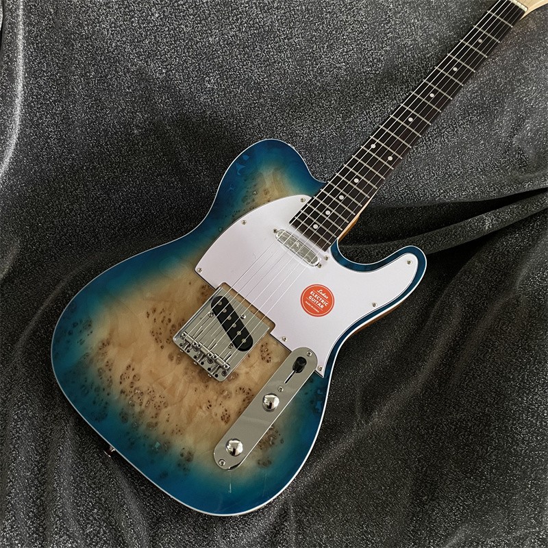 LEDUX Poplar Body Burl Top Blue Burst Electric Guitar Solid Body Fast Ship