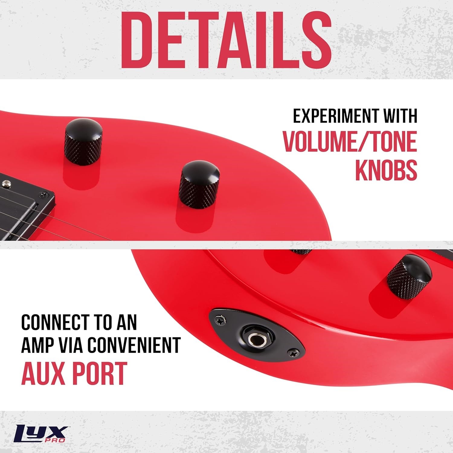 LyxPro CS 30in Electric Guitar Kit Amp Cable 6 Picks Guide Beginner Red