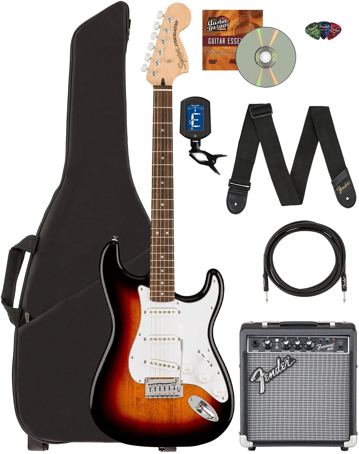 Fender Squier Affinity Stratocaster – 3-Color Sunburst w/ Frontman 10G Amplifier