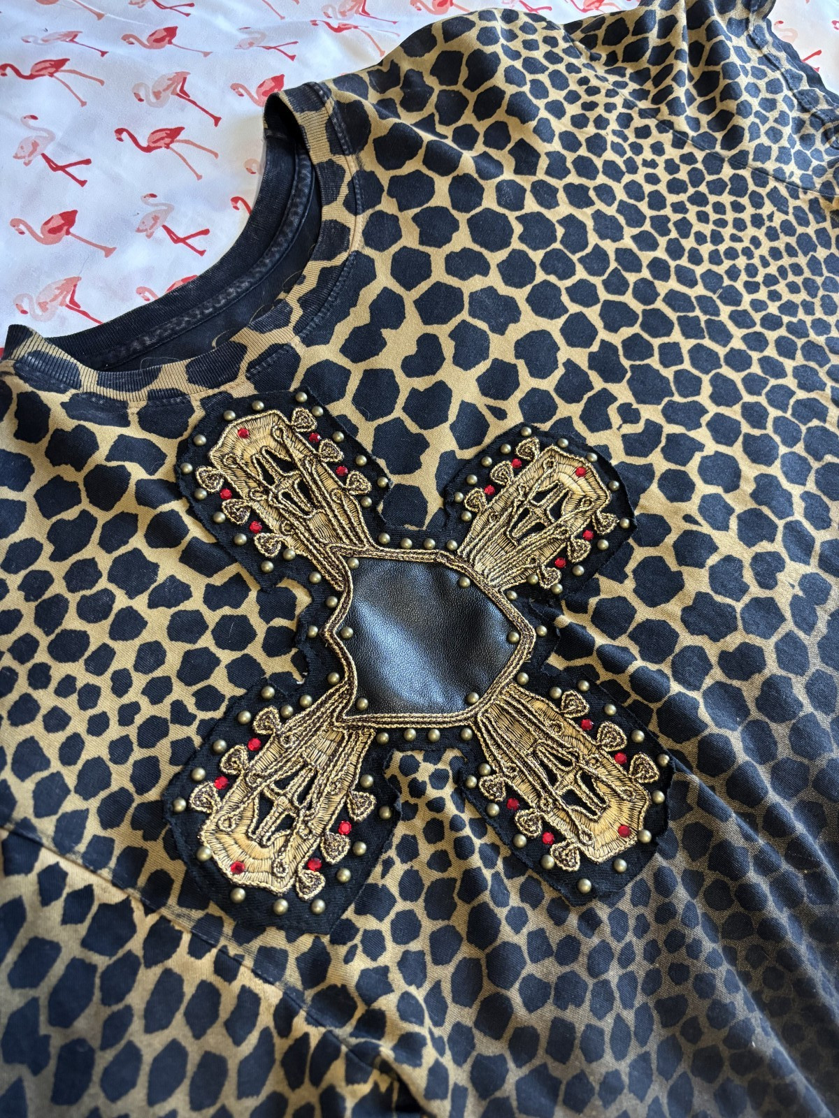 Very Rare Doctrine Shirt Bedazzled Rock and Roll Guitar Girl Large Black