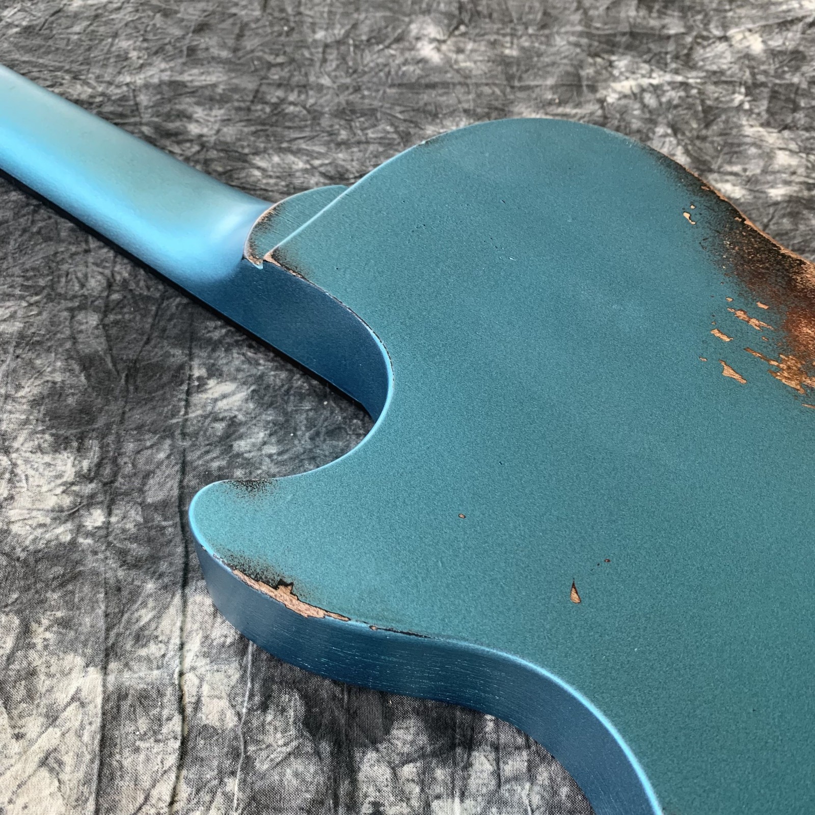Blue Flat top Electric Guitar aged Mahogany Body&Neck Chrome part P90 pickups