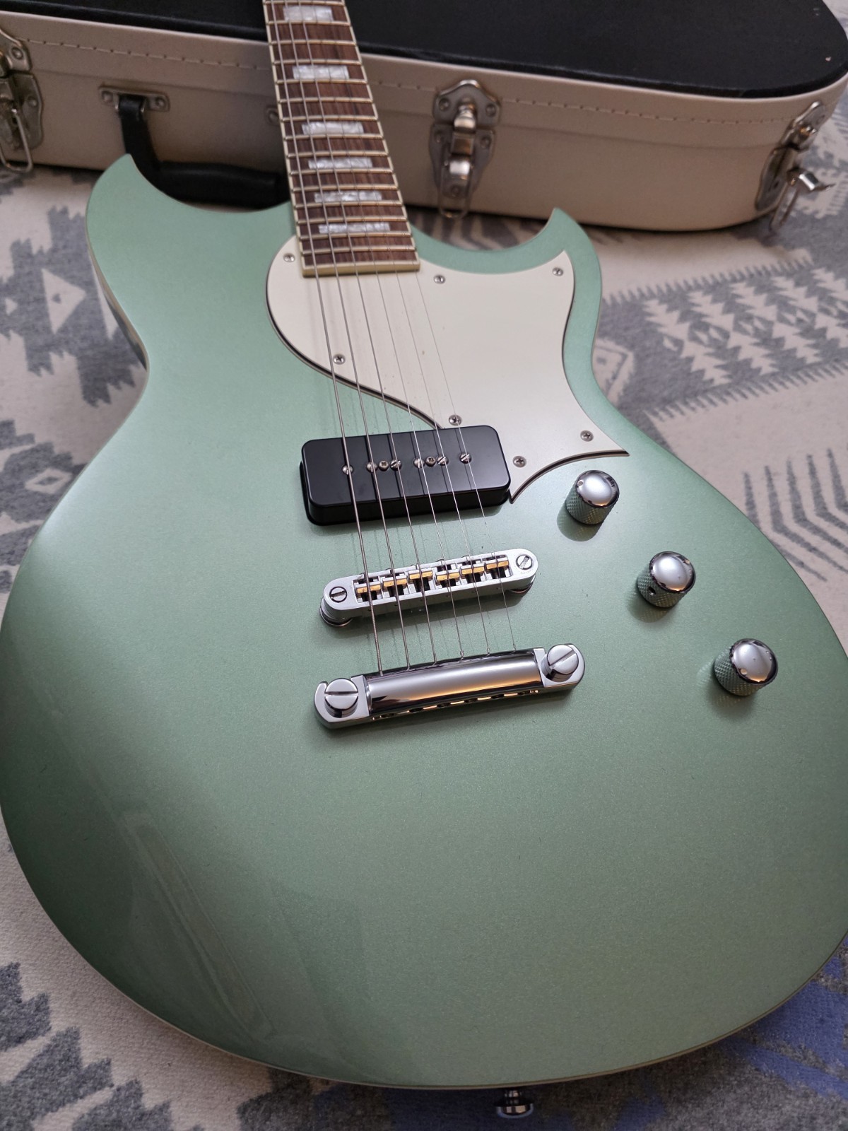 Reverend Sensei Jr Electric Guitar Metallic Sage Green P90 w/ Hard Case Rare