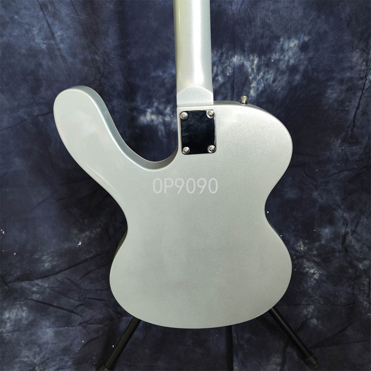 Metallic Silver Color Electric Guitar Solid Body 6String Maple Neck unique shape