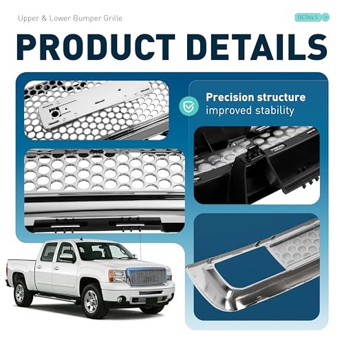 Front Grill Compatible with 2007-2013 GMC Sierra 1500 New Body Style Models