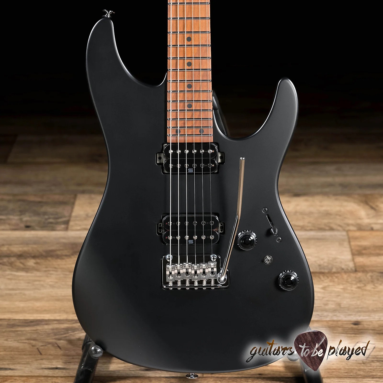 Ibanez AZ2402 Prestige HH Roasted Maple Neck Guitar w/ Case – Black Flat