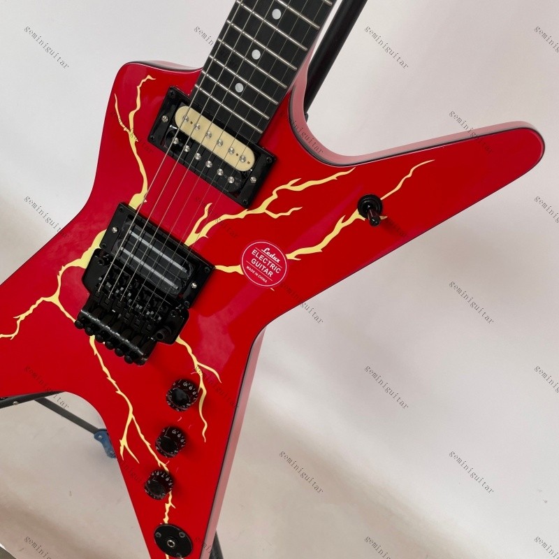 solid Dimebag electric guitar red Lightning tremolo bridge Rounded fret Edge