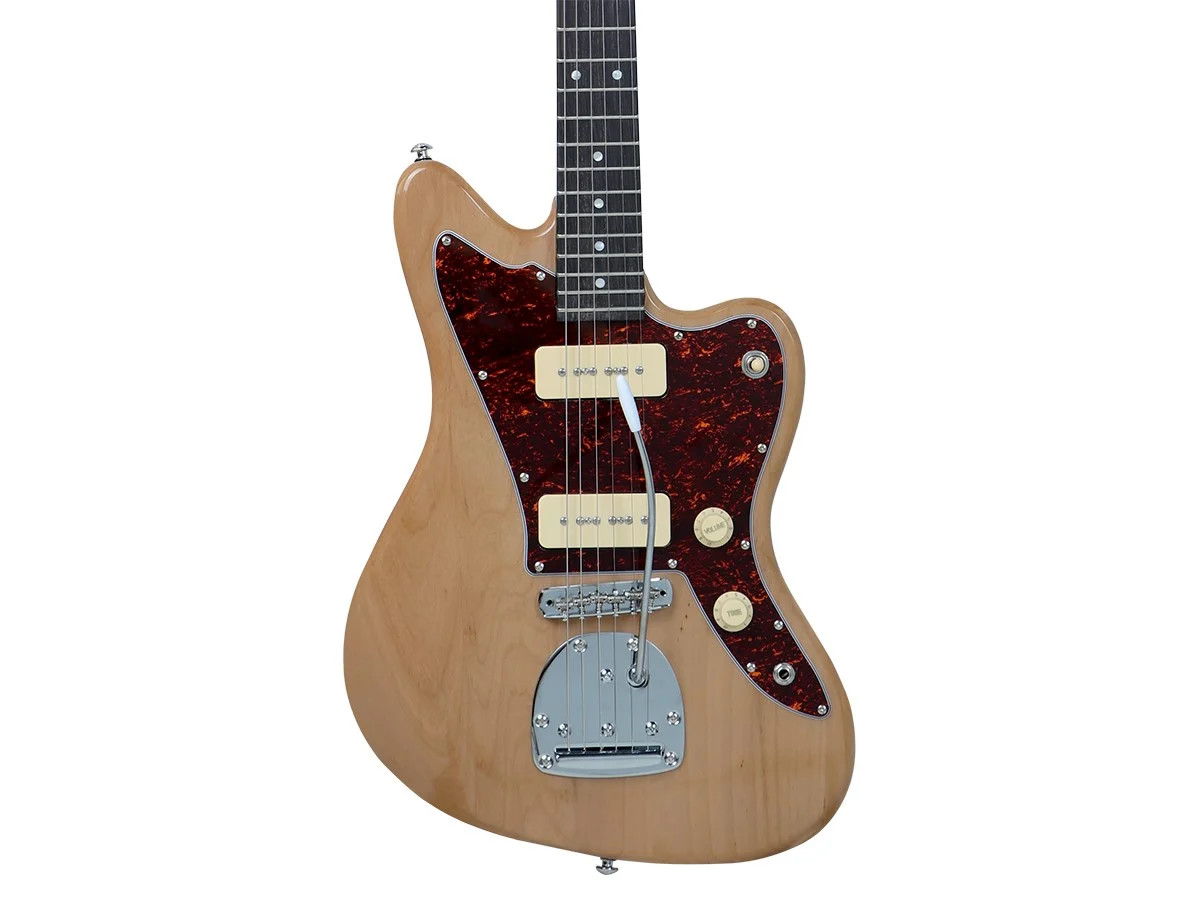 Monoprice Offset OS40 DLX Plus Alder Electric Guitar with Gig Bag Natural Color