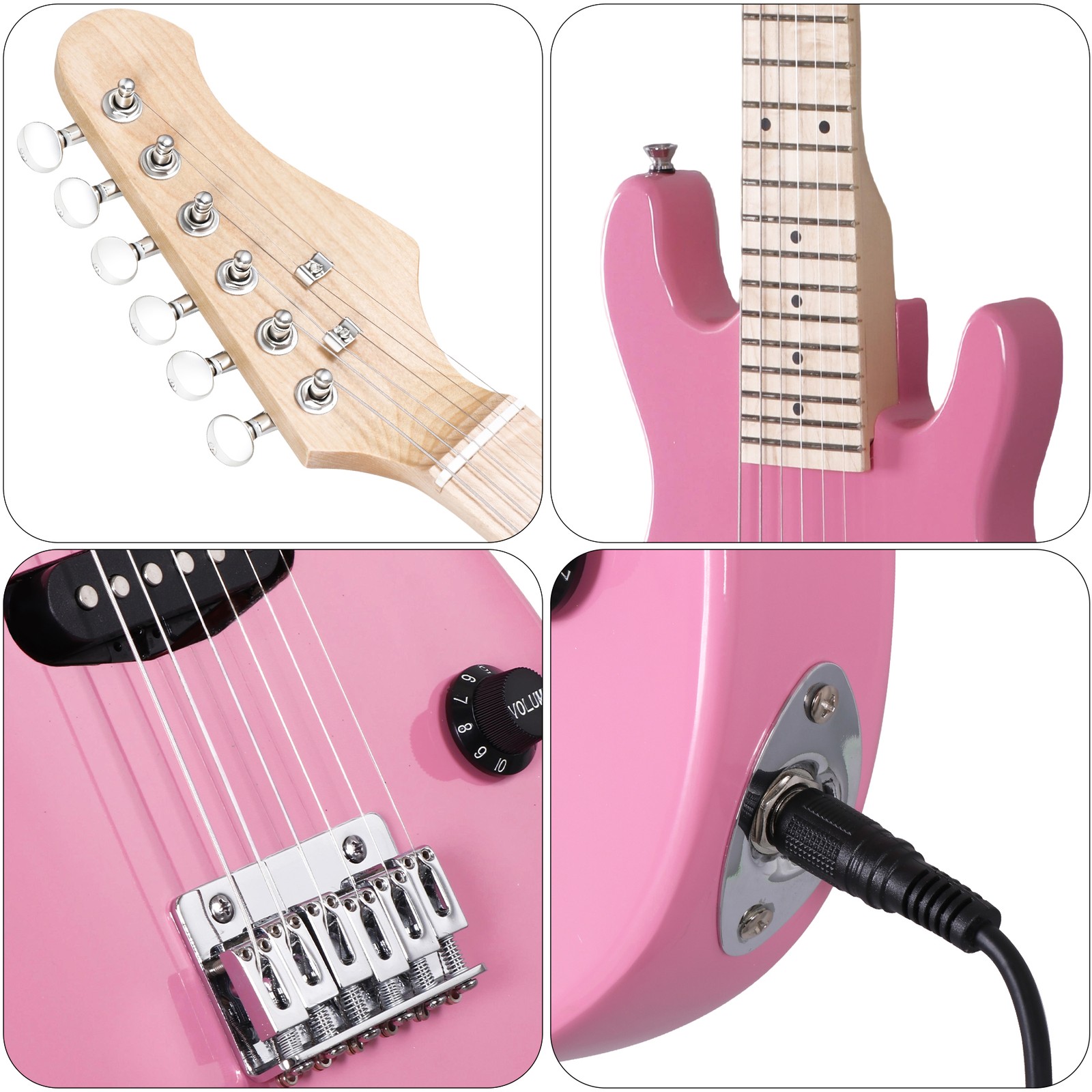 Pink 30″ Kids Child with 5 Watt Amp Gig Bag Case Electric Guitar 6 String