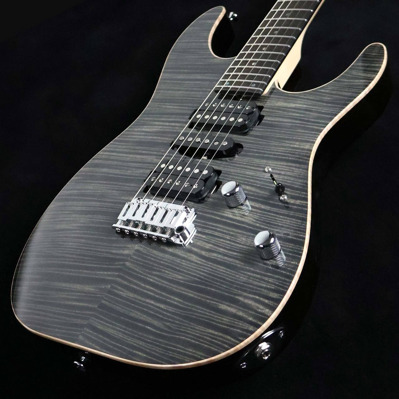 T’s Guitars DST-Pro24 Flame Top Trans Black 4A-5A Flamed Maple Used