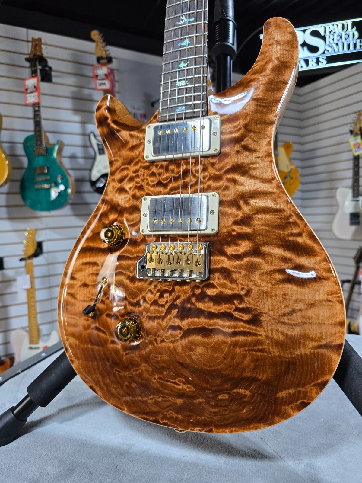 PRS Wood library, 10-Top, Custom 24 Left Handed- Copperhead w/OHSC & PLEK*D #597