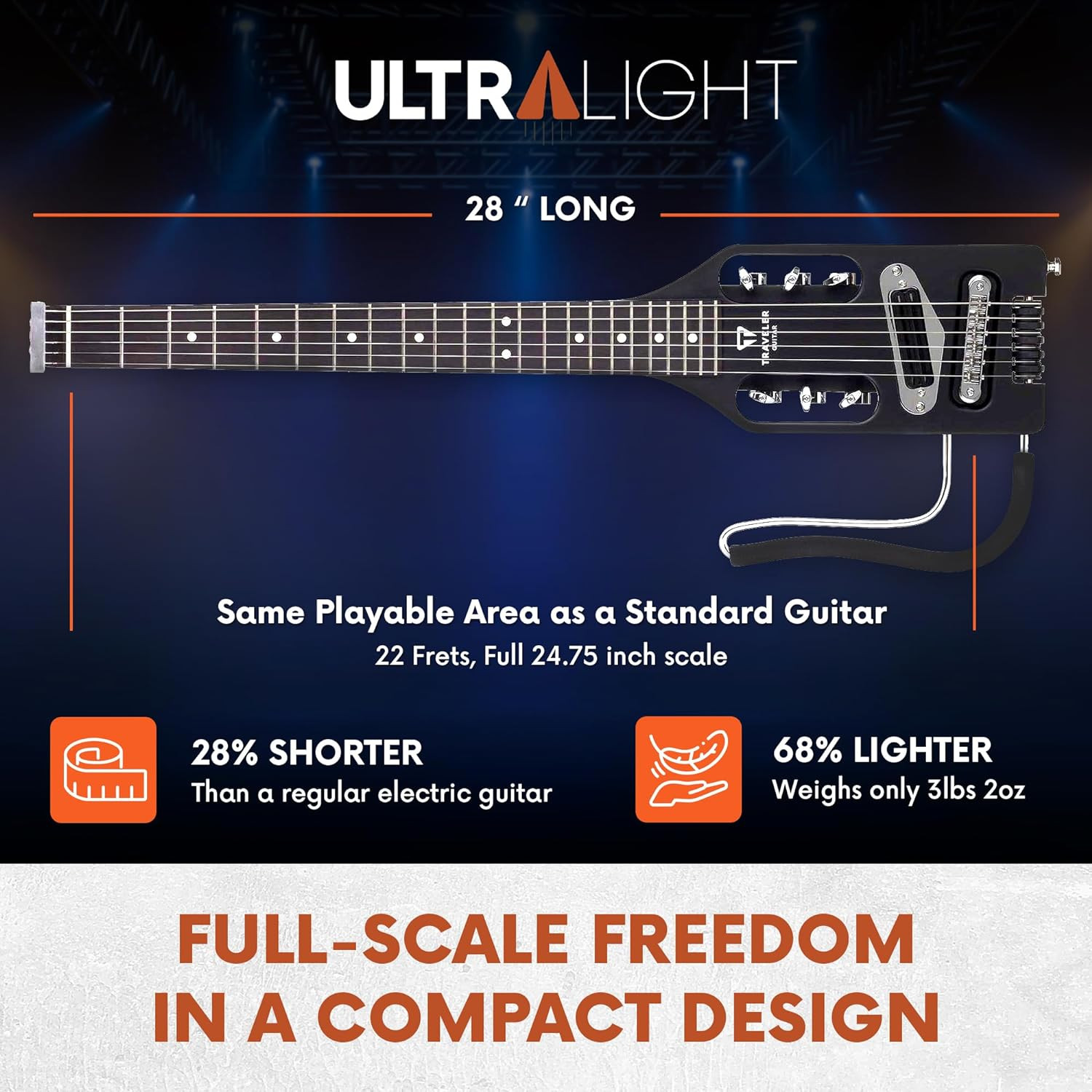 Ultra-Light Electric Guitar Matte Black Left-Handed Portable Electric with Remov