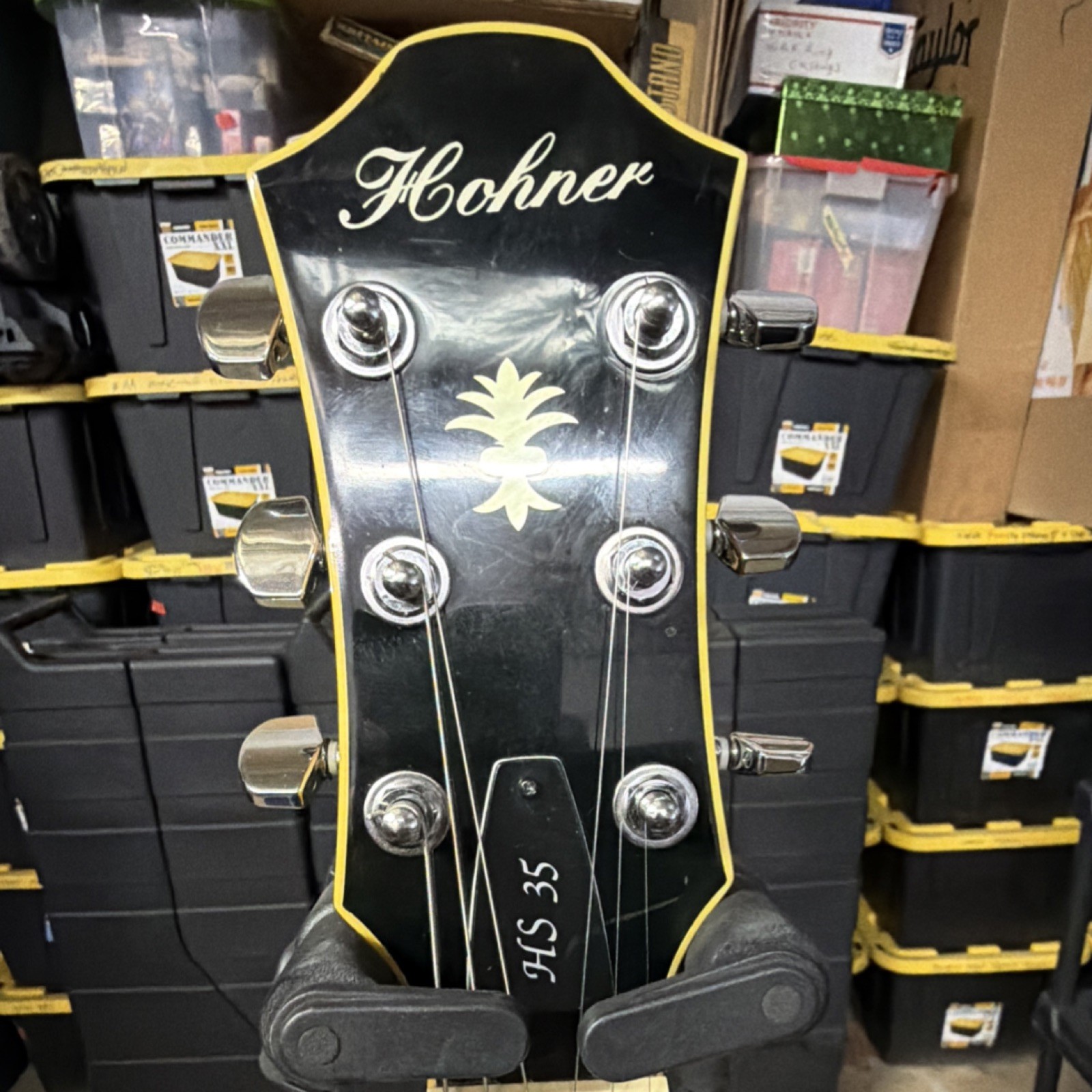 Hohner HS 35 Semi-Hollow Electric Guitar Natural 6 String with hard shell case