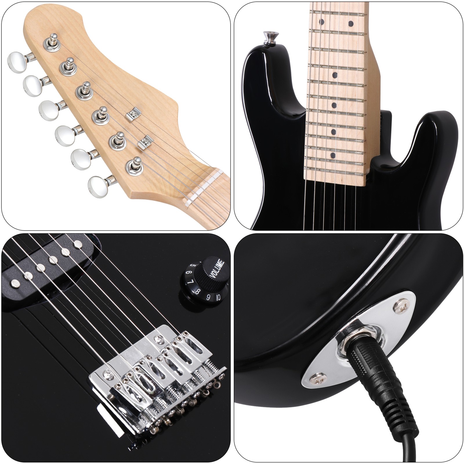 Accessories Pack Black Kids Beginner Guitar With Amp Case 30″ Electric Guitar