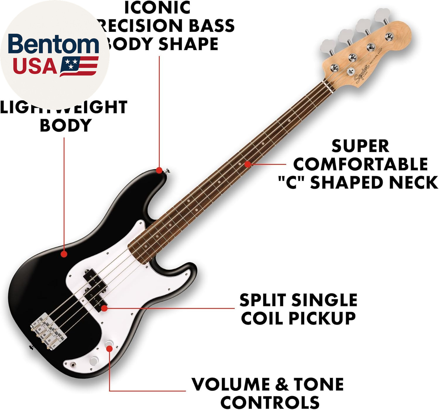 Squier Debut Series Precision Bass Guitar, Beginner Guitar, with 2-Year Warranty