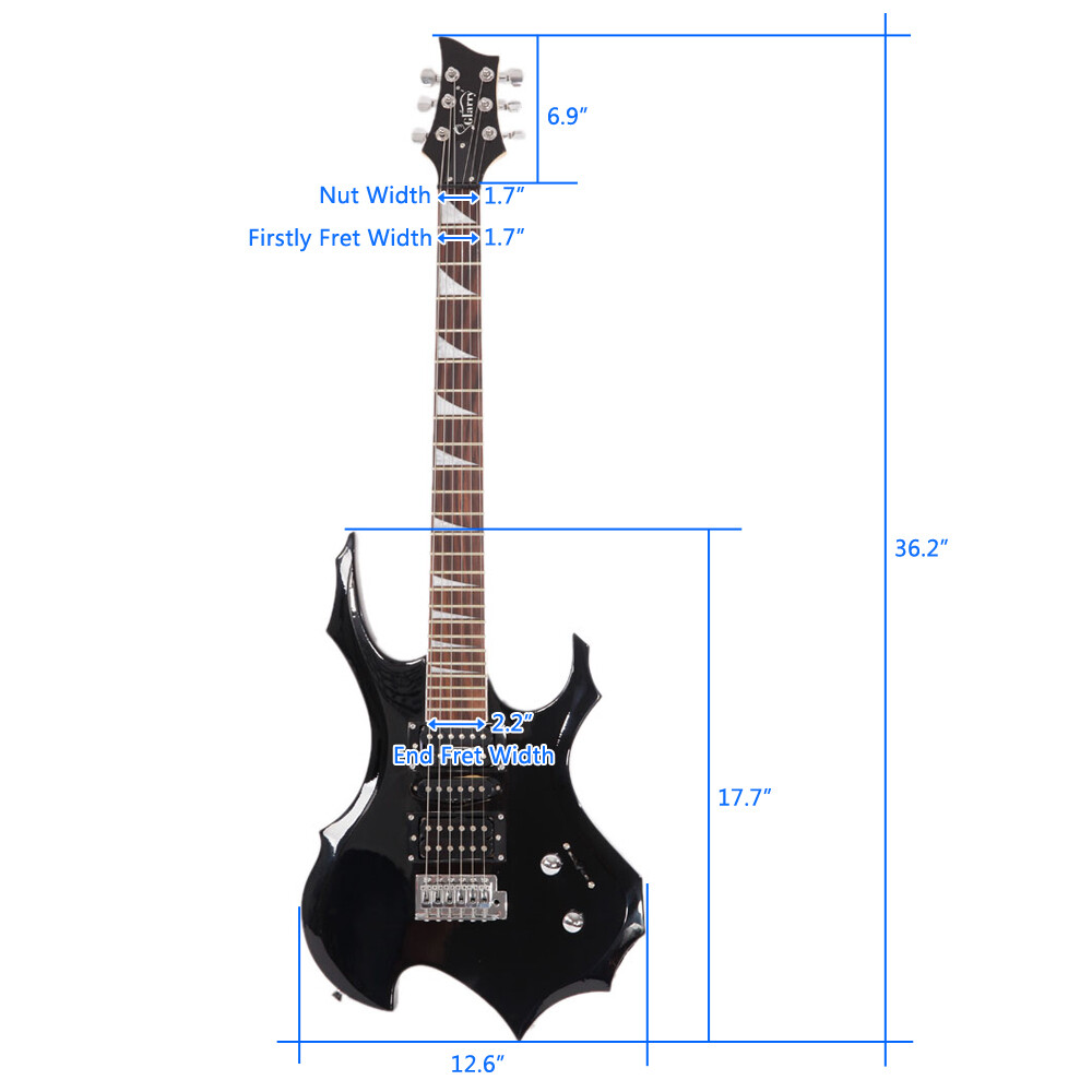 Glarry Flame Shaped Electric Guitar with AMP Sound HSH Pickup Novice Guitar