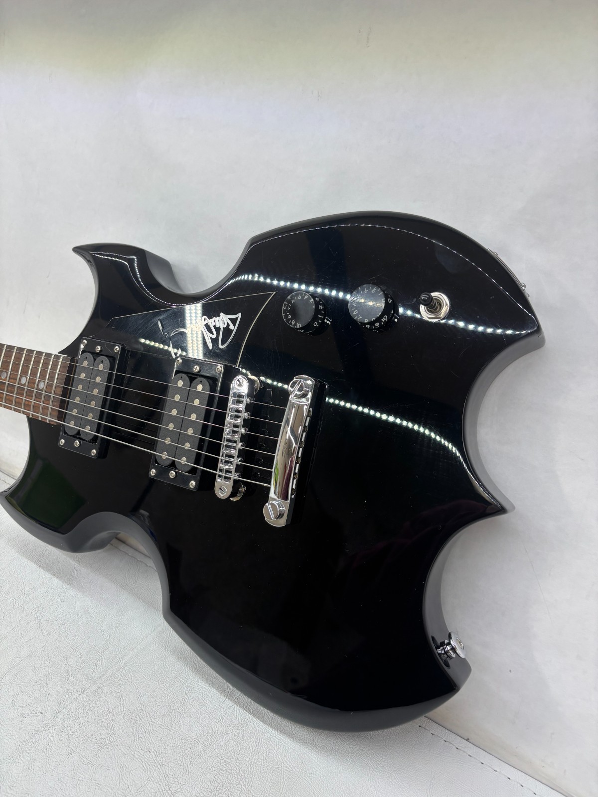 Signed Lyon by Washburn PAUL STANLEY Design Black Electric Guitar with Case