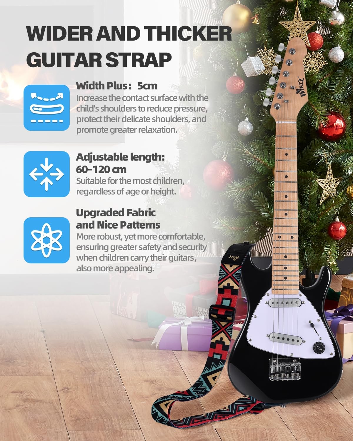 Winzz 30 Inch Kids Electric Guitar Beginner Kit, Junior 1/4 30 inches, black