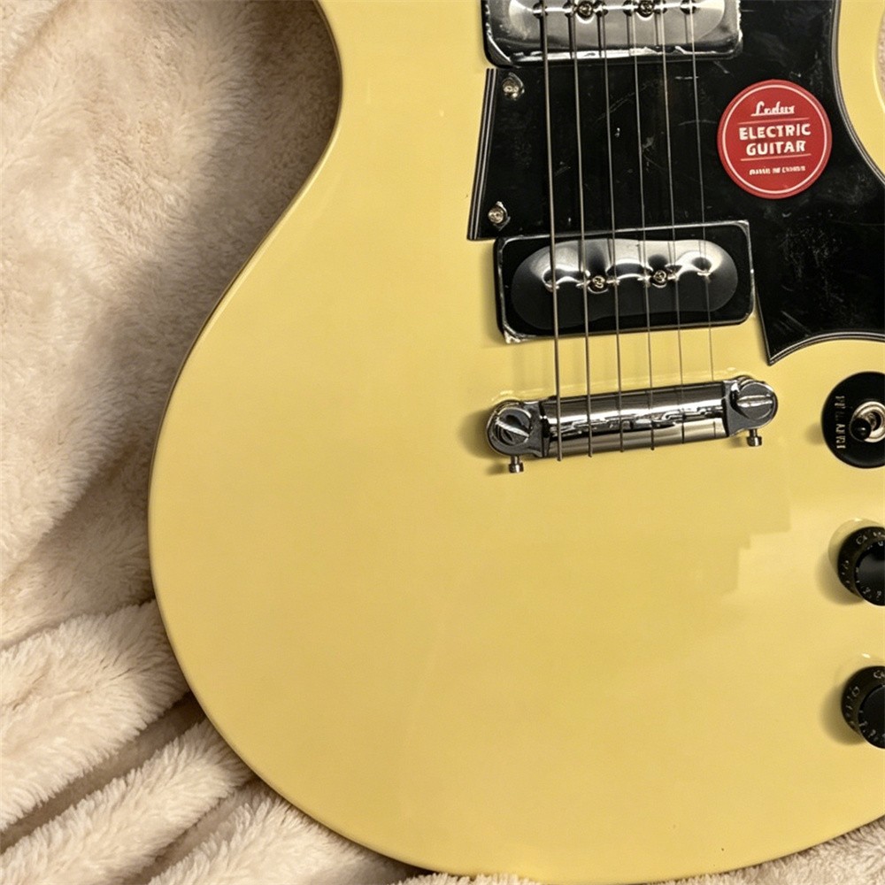Junior Solid Electric Guitar Double Cutaway P-90 Pickups Stainless Fret Cream