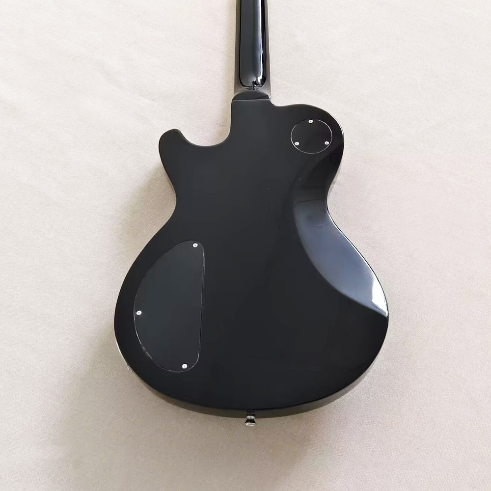 Electric Guitar Rosewood Fretboard Flame Maple Top Abalone Inlay In Black Set In