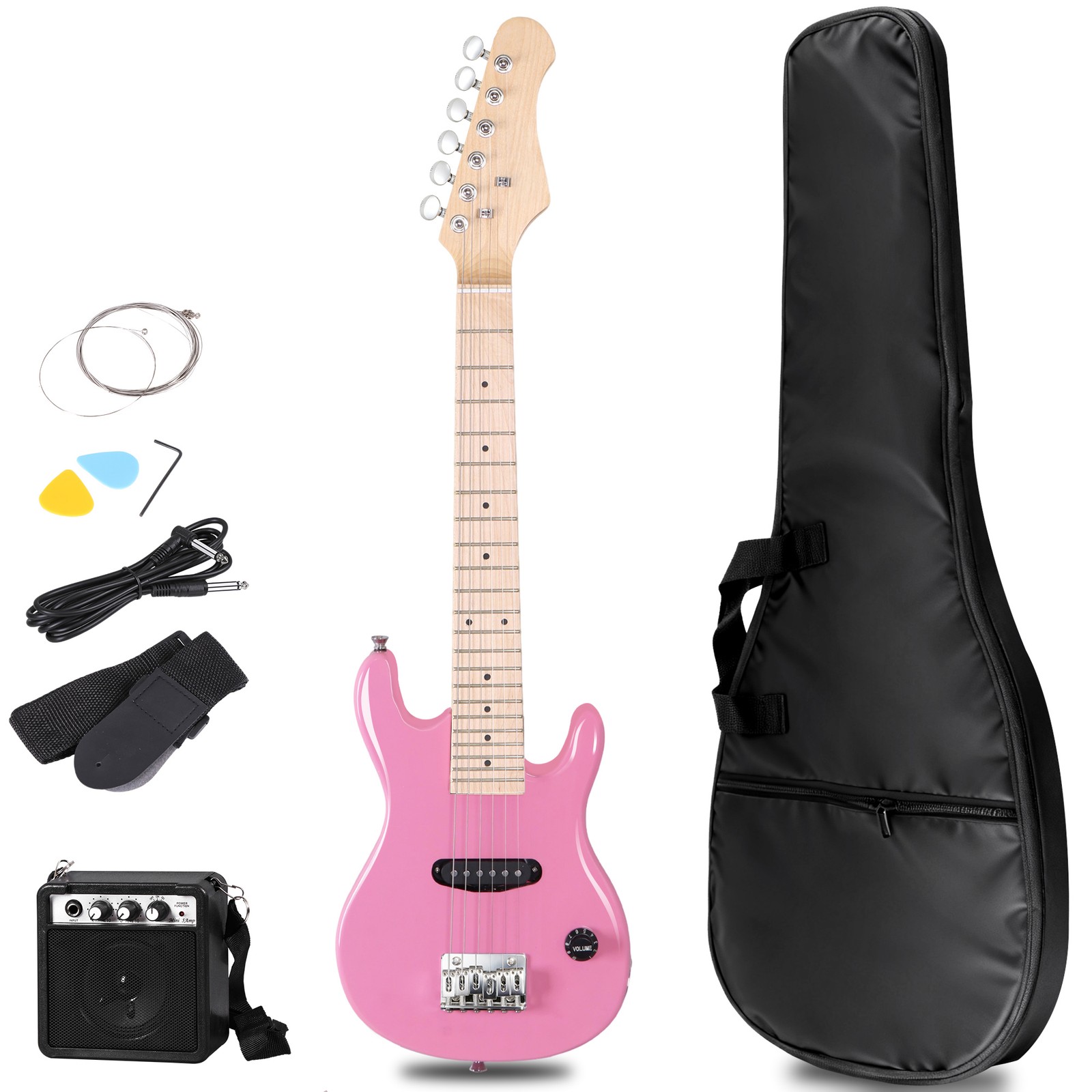 Pink 30″ Kids Child with 5 Watt Amp Gig Bag Case Electric Guitar 6 String