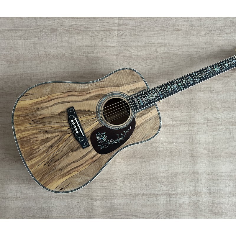 Acoustic guitar D45 luxury 3A Spalted flame top back and side abalone inlay fing