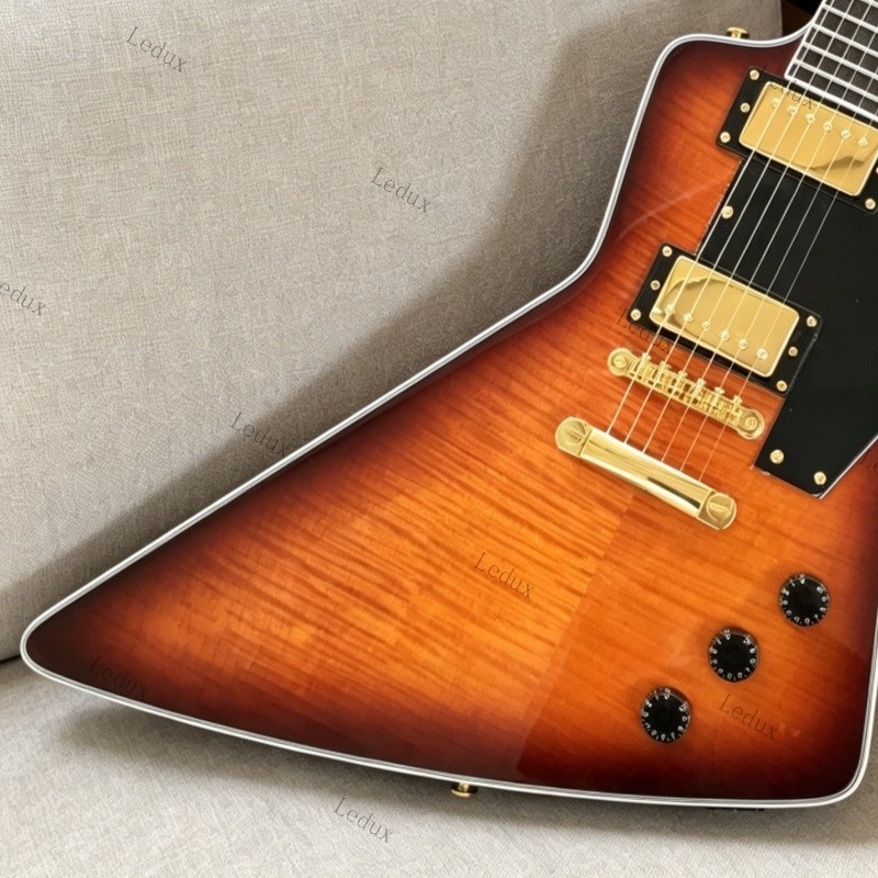 Ledux Solid Electric Guitar Flamed Maple Top Gold Parts Vintage Sunburst Stock