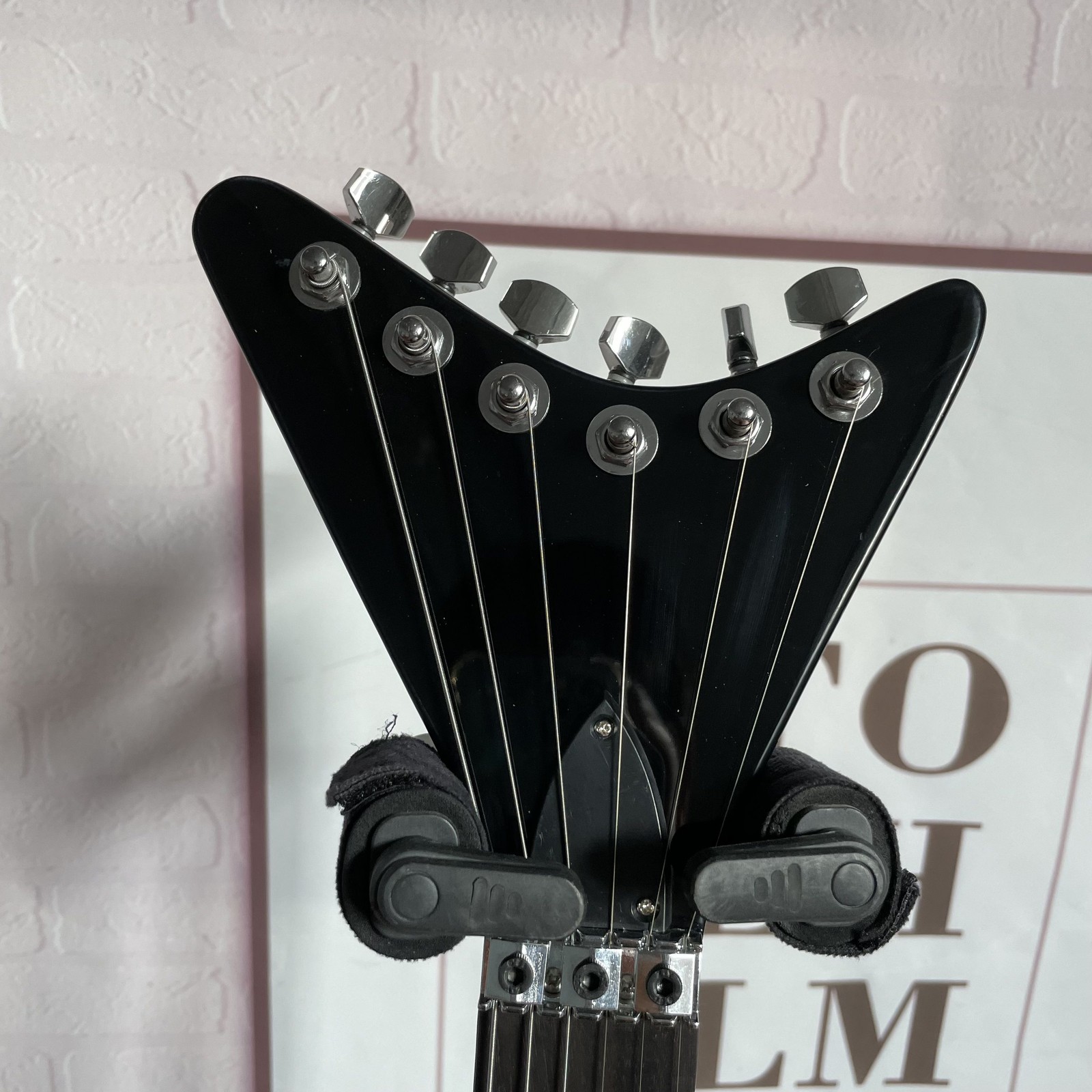 Electric Guitar H-H Pickups Black Finish Solid 6-String Chrome HW Shark Shape