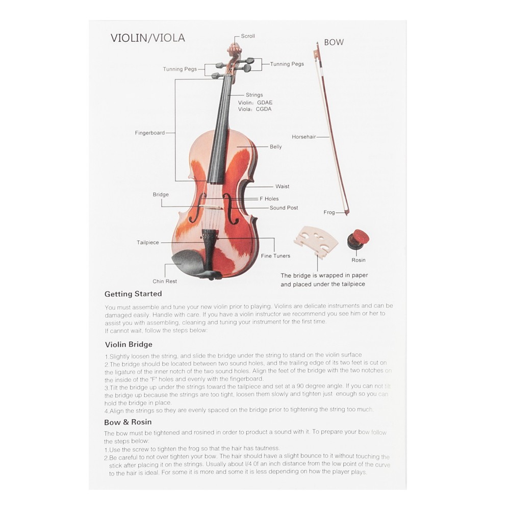 GV103 4/4 Spruce Panel Violin Matte SET White US STOCK