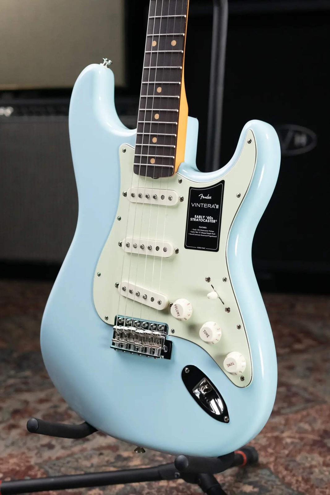 Fender Vintera III Early ’60s Stratocaster Electric Guitar – Sonic Blue with Gig