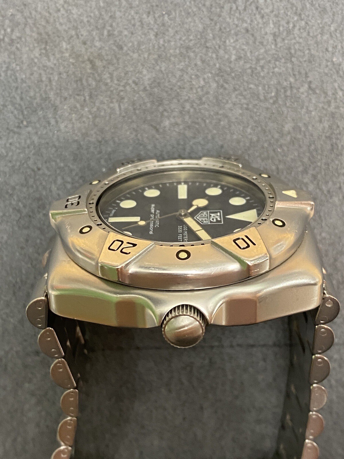 👍TAG HEUER 840.006 Super Pro Auto Black 844 Submarine Dive Watch WS2110-2