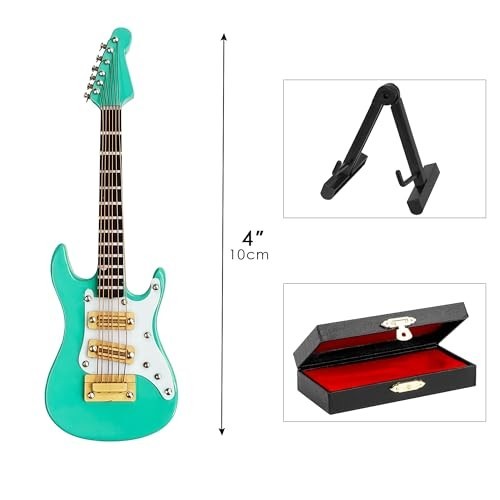 Miniature Electric Guitar with Stand & Case – 10cm 6-String Decor Gift for Music