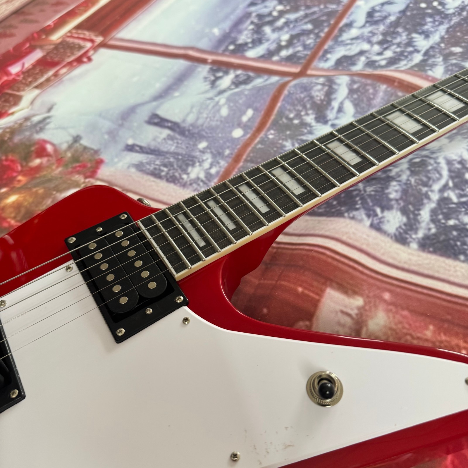 New Acepro Electric Guitar Red Explored HH pickups Block Fret Inlays Hard Rock