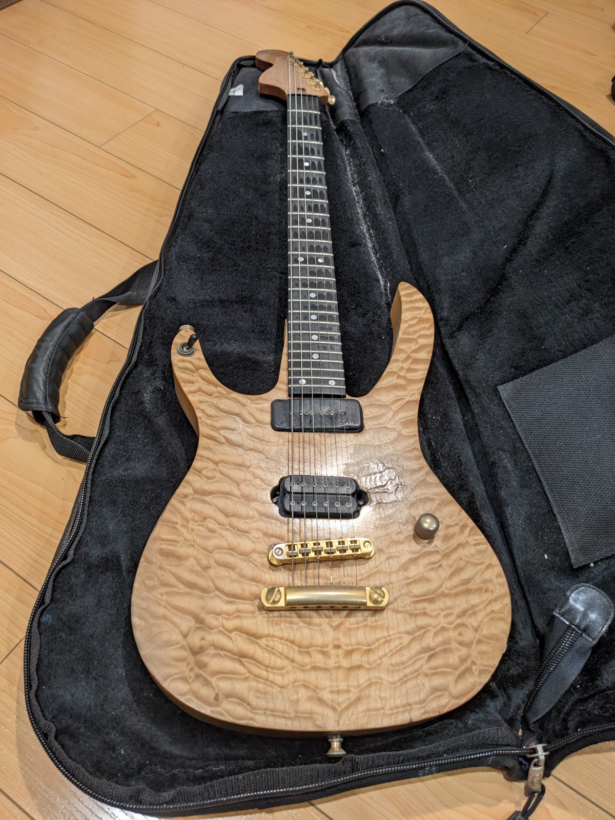 Custom Curly Maple Electric Guitar with Warmoth Neck and TKL gig bag