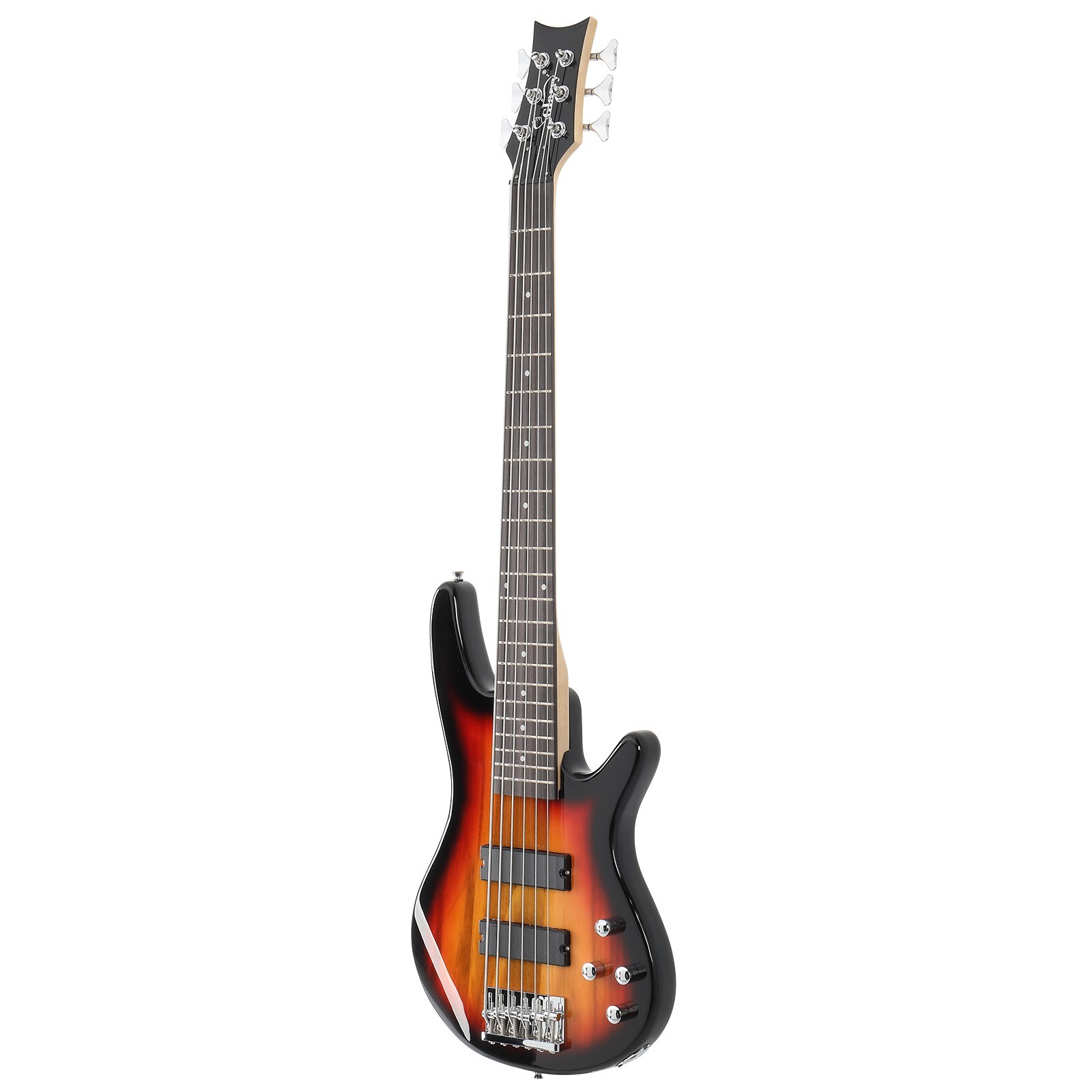 US 36″ Full Size GIB 6-String Electric Bass Guitar Sunset Color W/Bag Strap Pick
