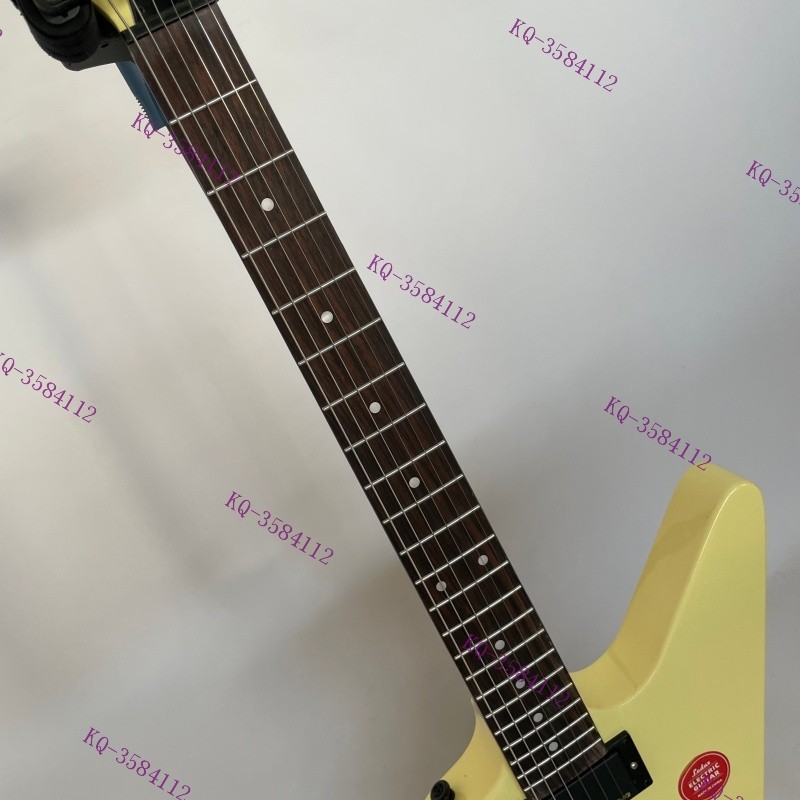 Solid Body Electric Guitar Stainless Rounded Fret Edge Black Parts Cream Stock