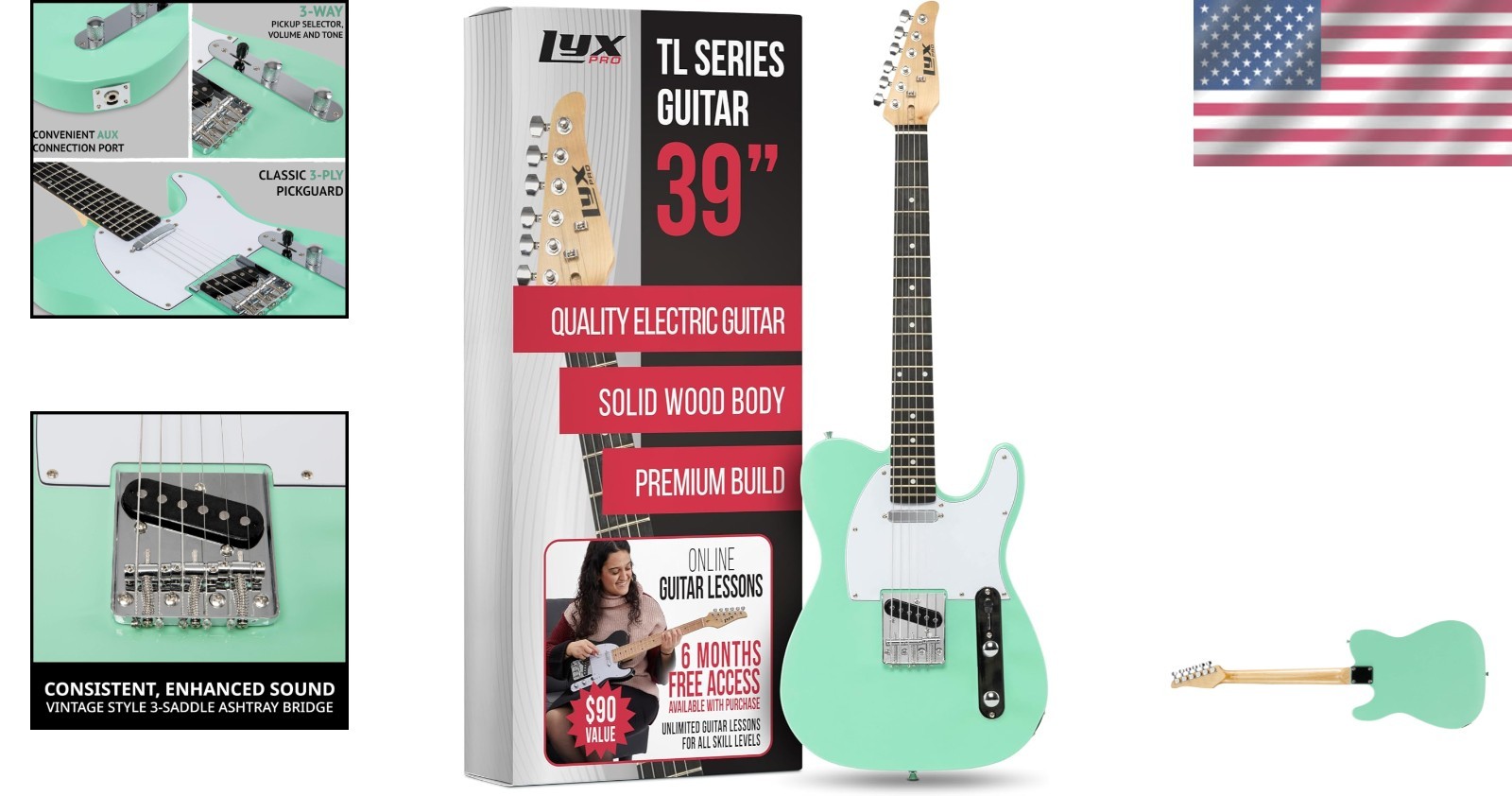 Professional Quality Electric Guitar – Green/`