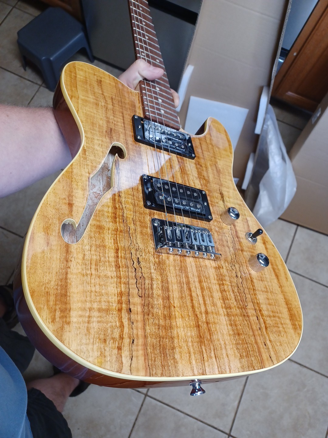 🎸 IYV ITF-300 NA Natural Spalted Maple Semi-Hollow Telecaster-Style Guitar 6str