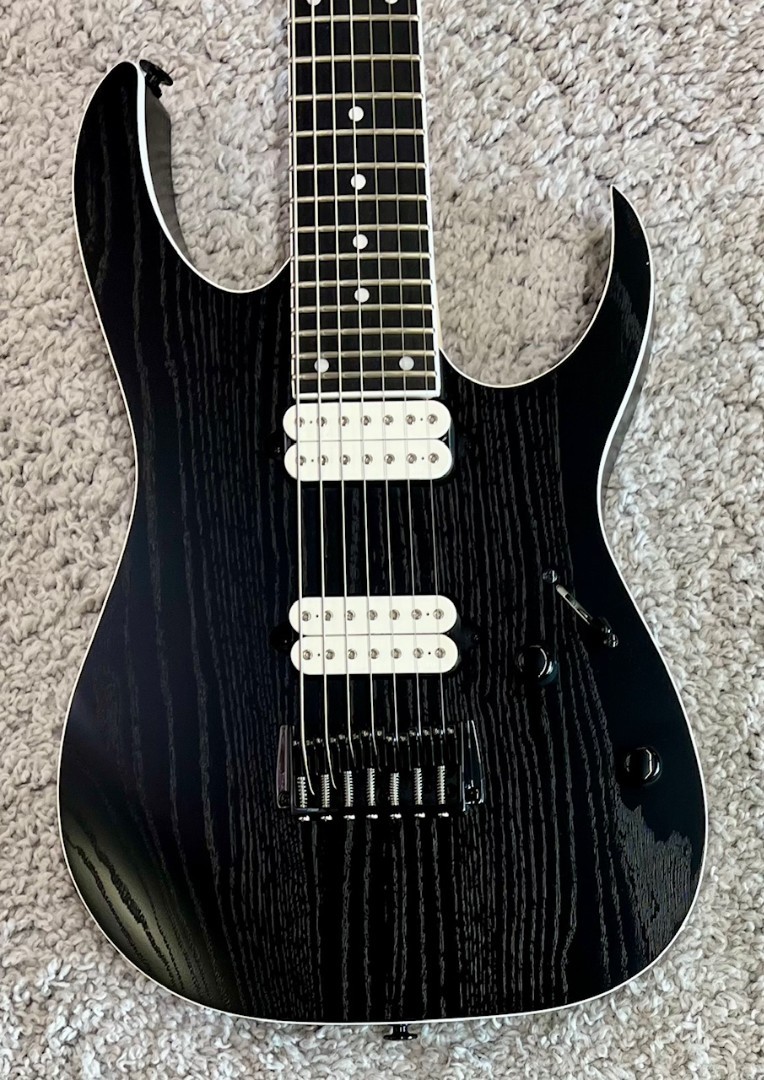Ibanez Prestige 7-String Electric Guitar w/Case, Weathered Black RGR752AHBFWK