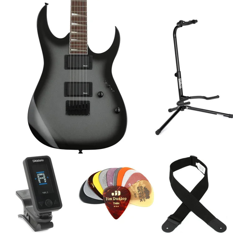 Ibanez Gio GRG121DX Essentials Bundle – Metallic Gray Sunburst