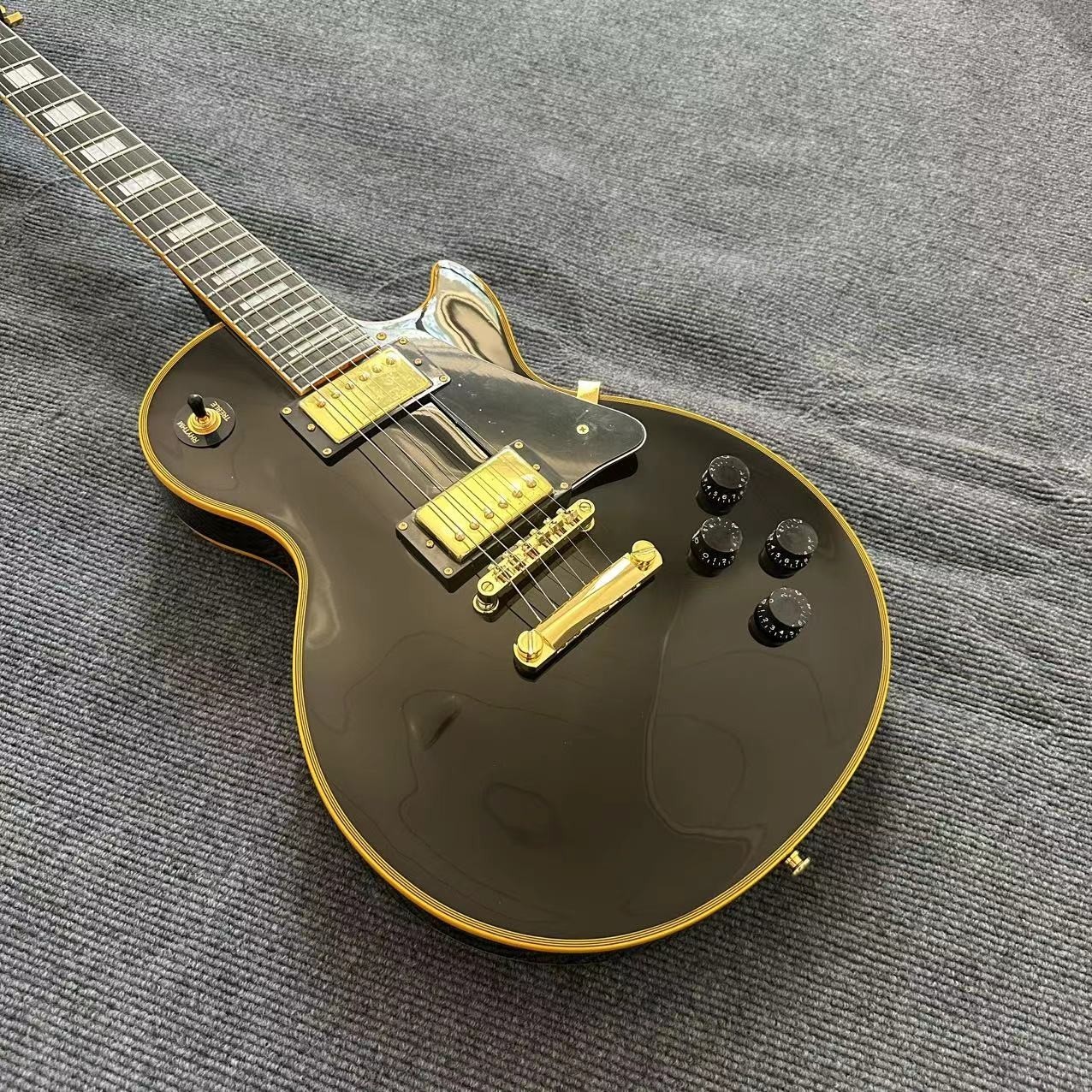 Black Beauty Electric Guitar Yellow Body Binding Gold Hardware HH Pickups