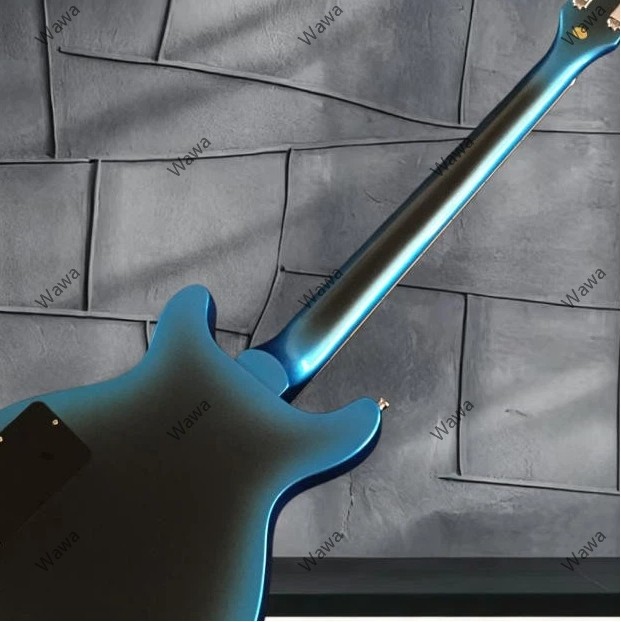 Blue Black Burst Double Cut Electric Guitar Dual P90 Pickups Chrome Hardware