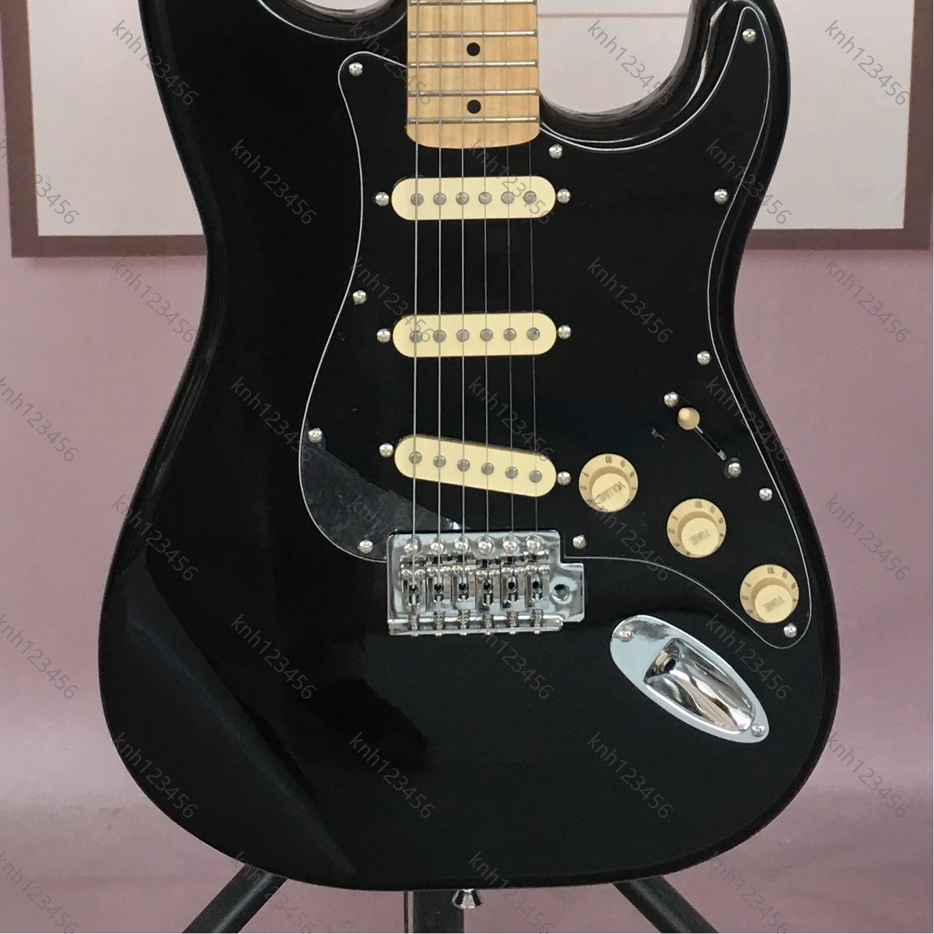 Contour Electric Guitar Gloss Black SSS Pickups Single Tremolo Free Shipping