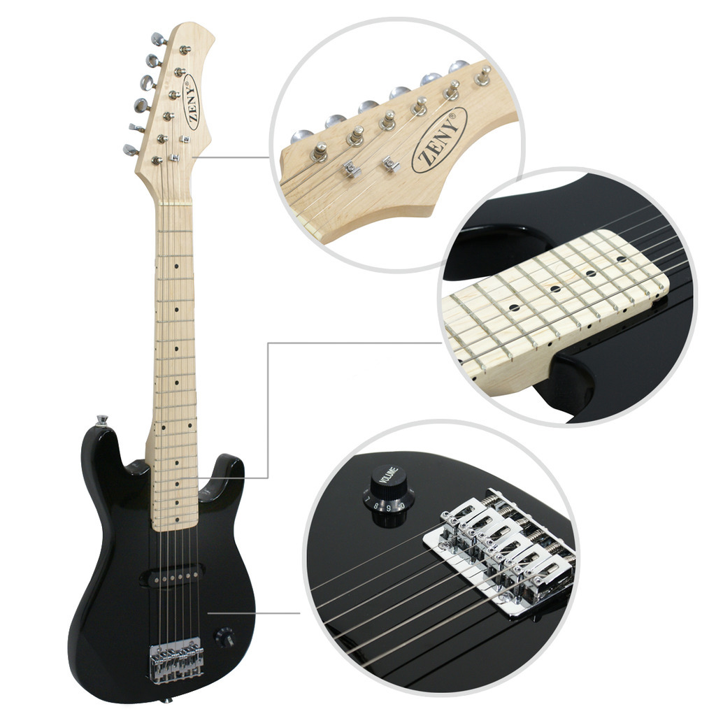 Kids Electric Guitar Accessories Pack Black Beginner Guitar With Amp Case 30″