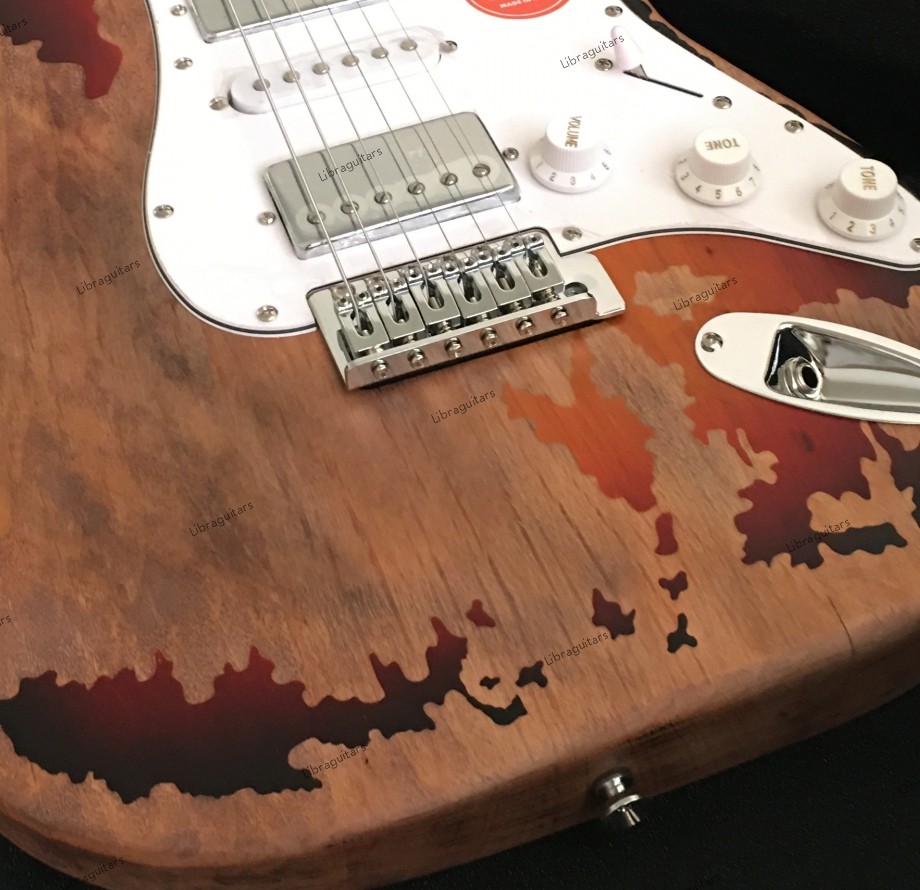 Vintage Sunburst Electric Guitar Solid Body Maple Neck Bone Nut US Stock