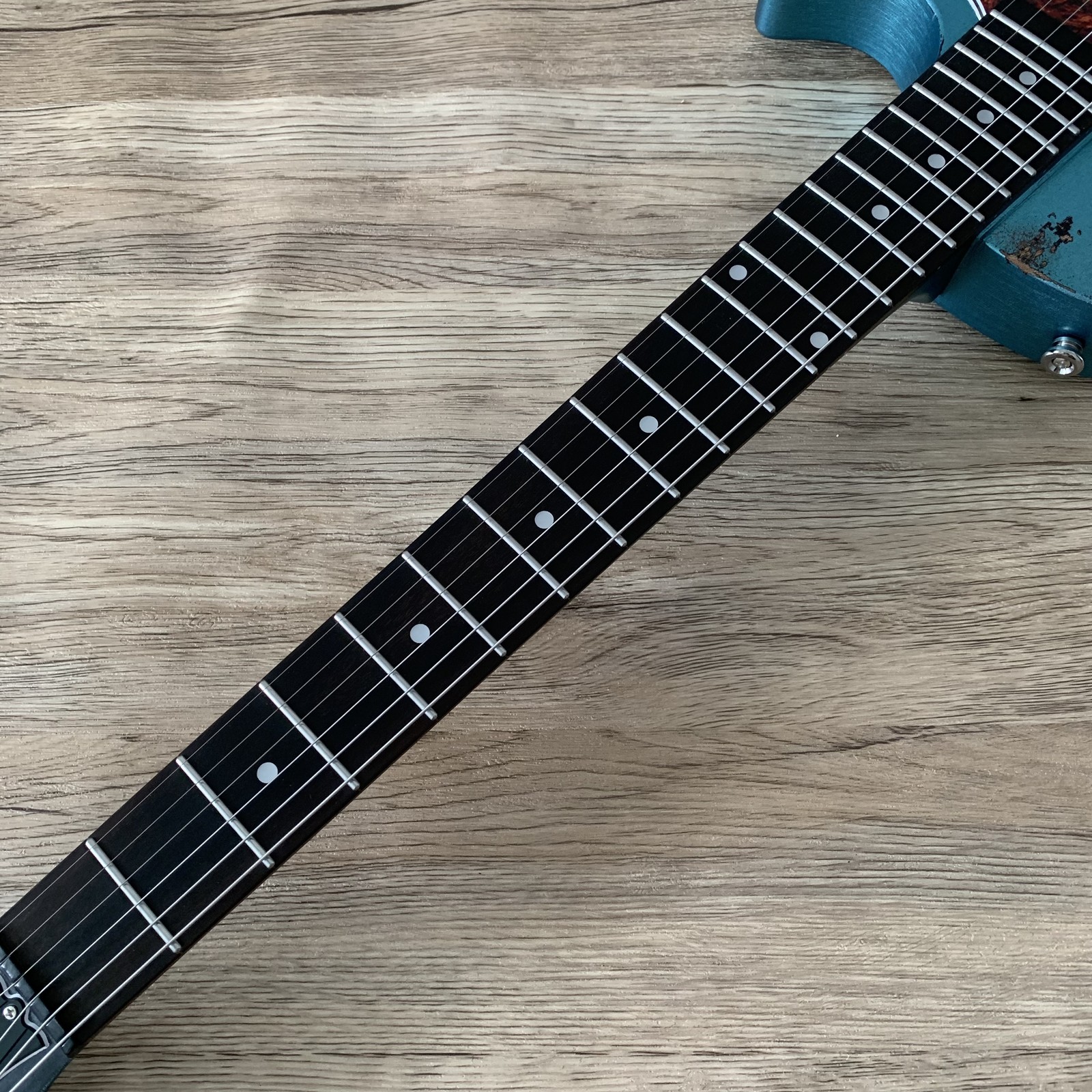 Blue Flat top Electric Guitar aged Mahogany Body&Neck Chrome part P90 pickups