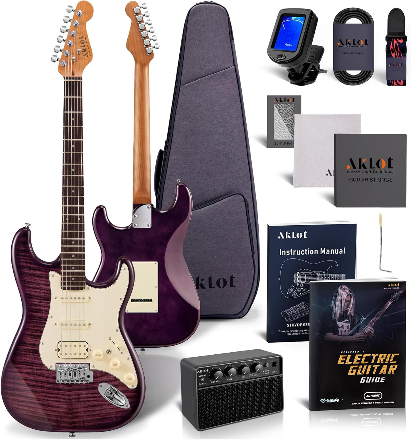 Stryde Electric Guitar with Coil-Split: Roasted Maple Neck, Flame Maple Graphic