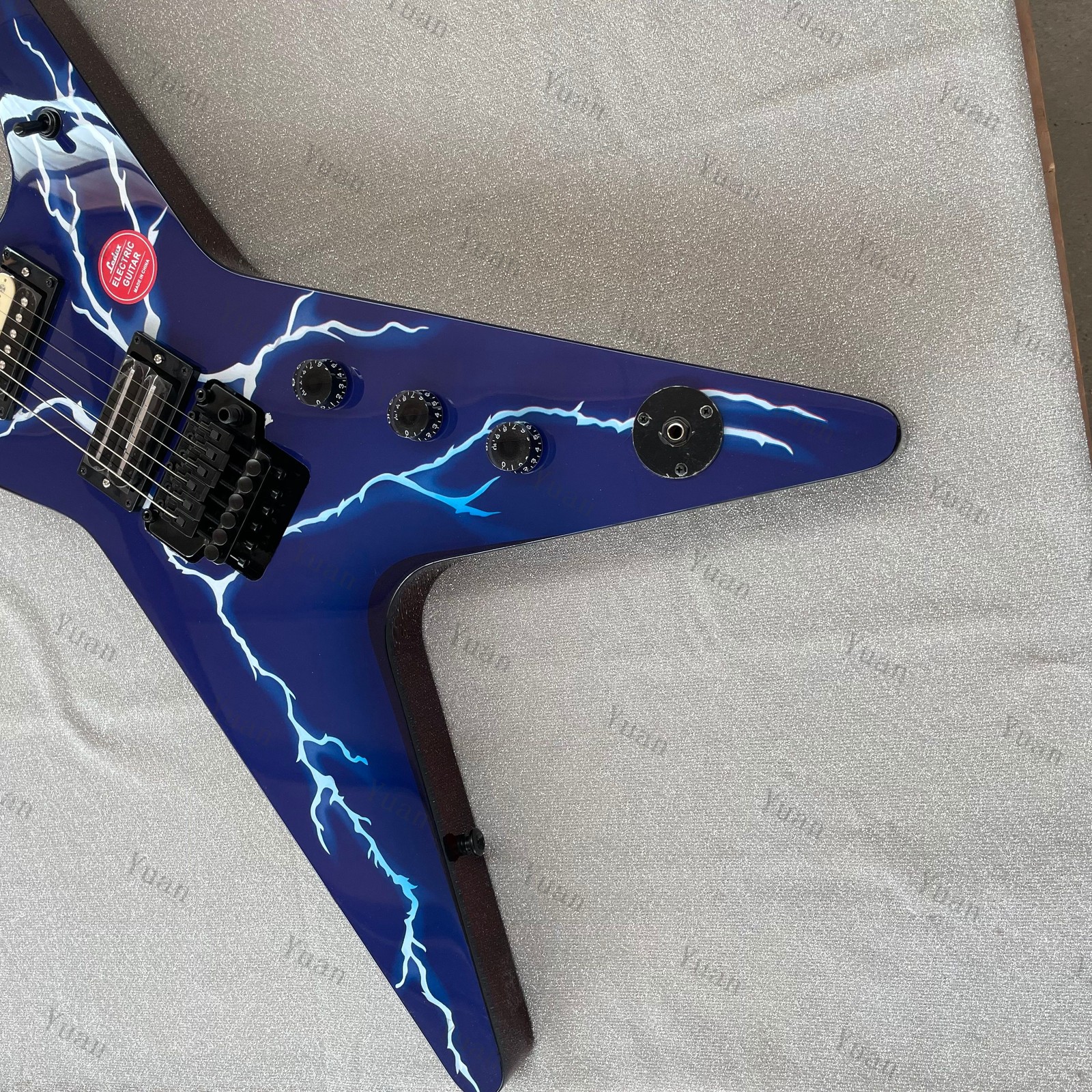 Blue Lightning Special Shape Electric Guitar HH Pickup Black Hardware FR Bridge