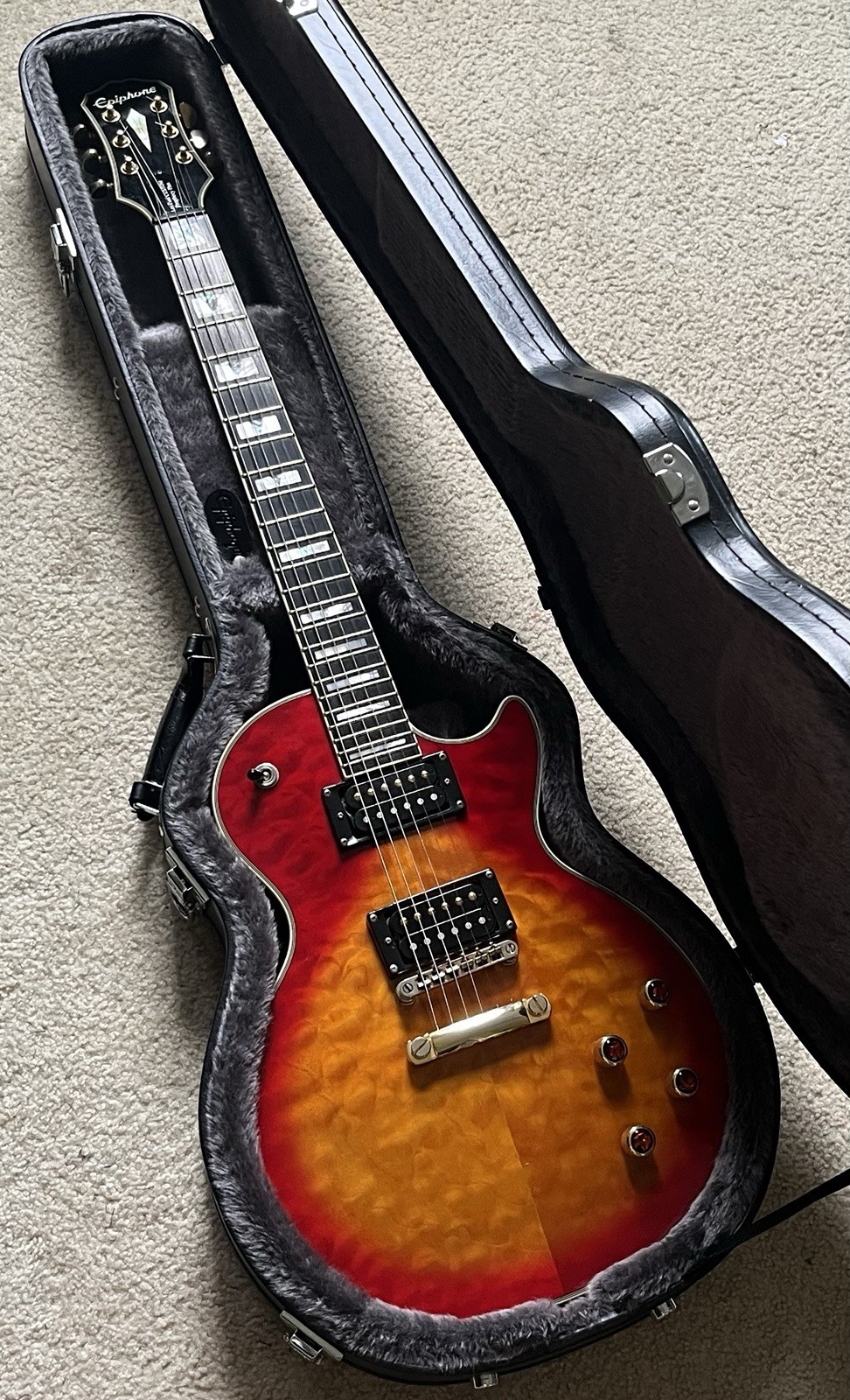 Epiphone Les Paul Custom Prophecy Plus GX With Upgraded Parts and Hard Case