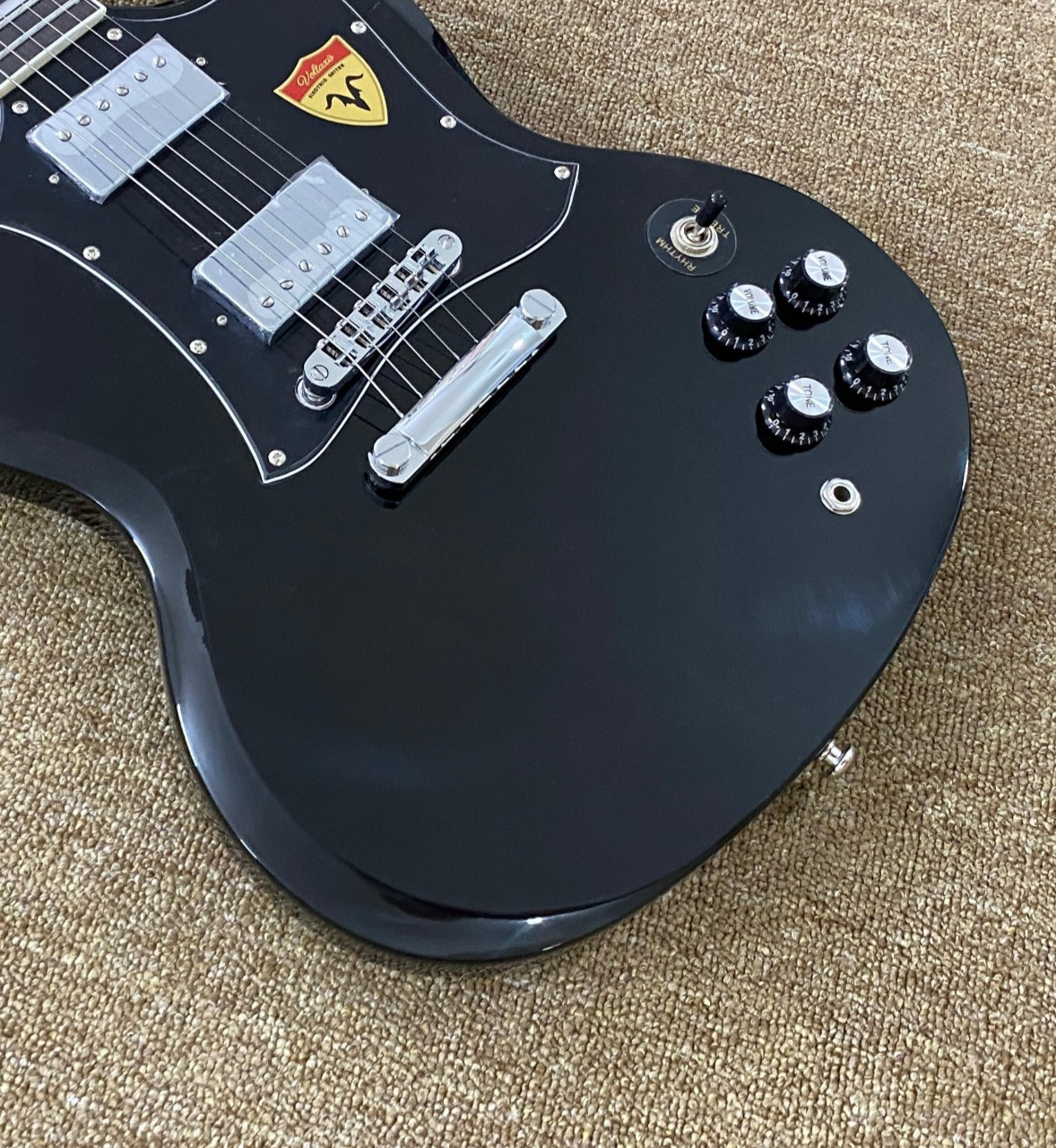 Gorgeous Jet‑Black Electric Guitar Block Fretboard Inlays Mahogany Body🔥