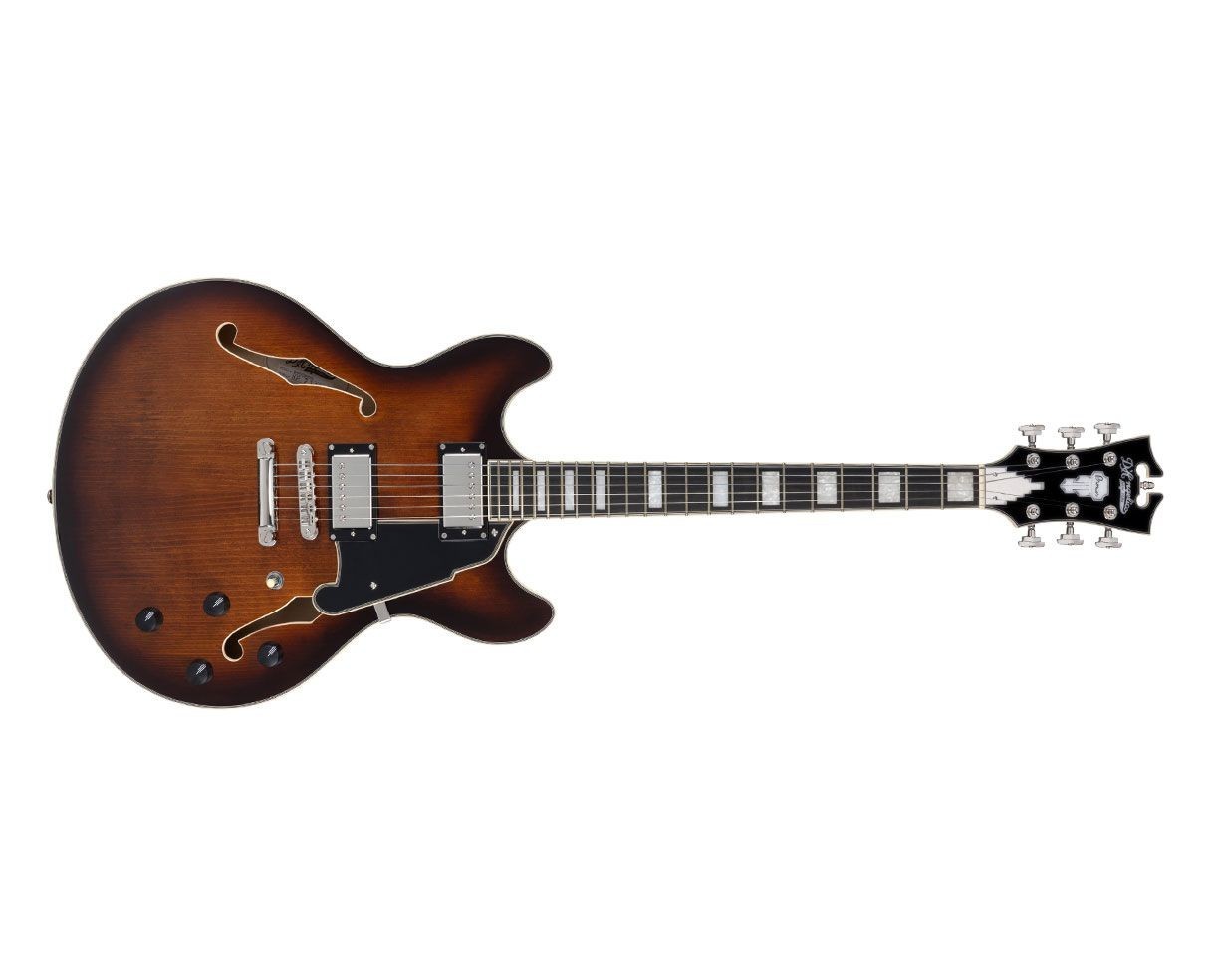 D’Angelico Guitars DAPDCBRBNS Premier DC Electric Guitar, Brown Burst w/ Gig Bag